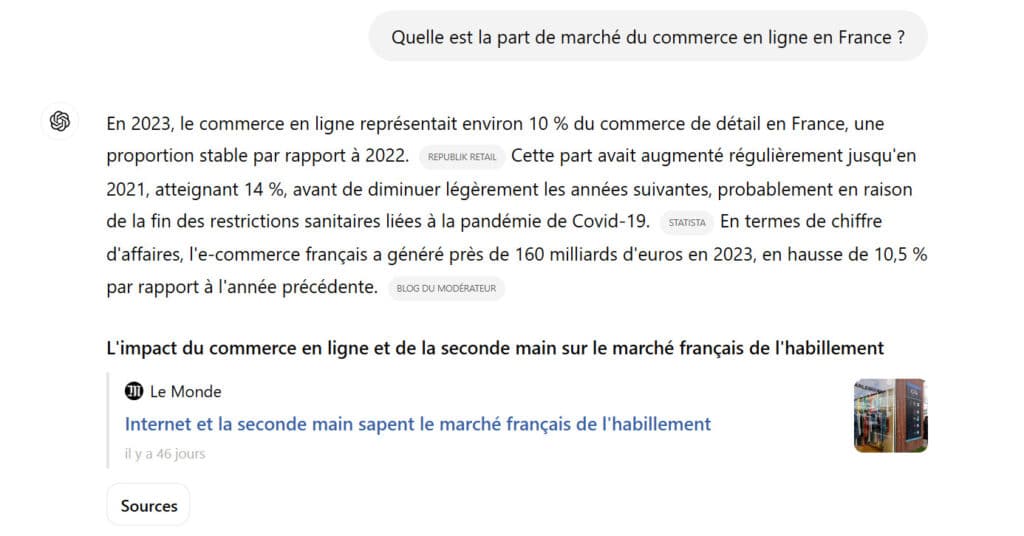 Exemple de requête Search GPT