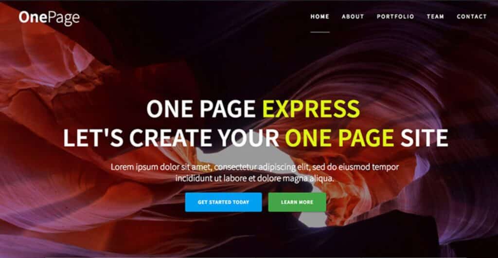 9ème thème wordpress de notre classement des meilleurs thèmes wordpress gratuits : le thème One Page Express