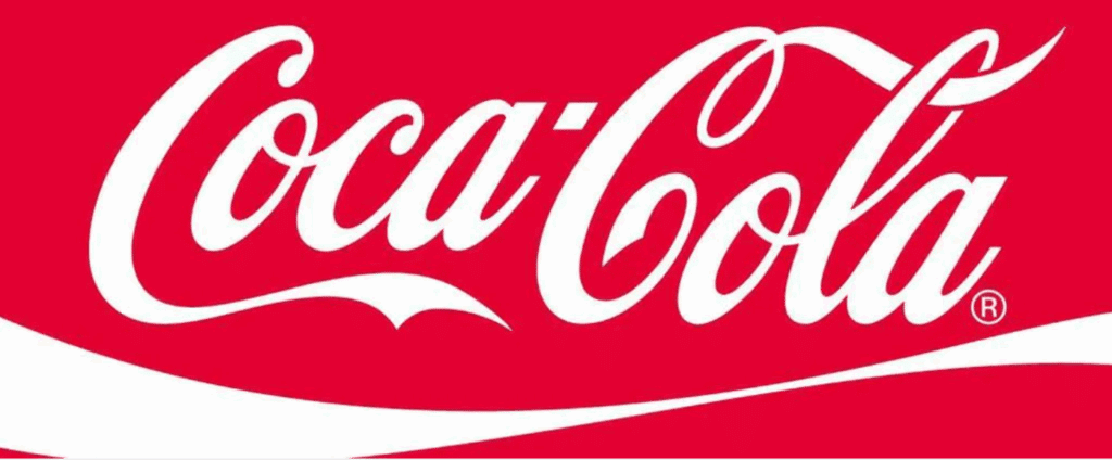 Coca cola logo en blanc sur fond rouge
