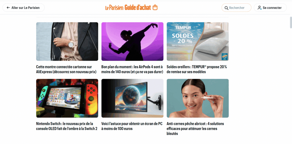 Guide d'achat le Parisien : exemple de content to commerce