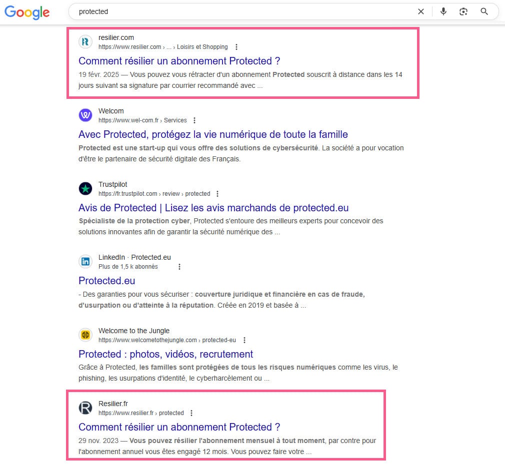 déréférencement pour une marque sur Google