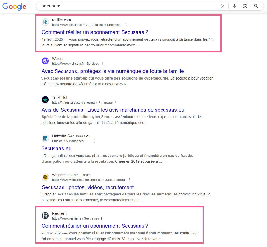 Exemple de déréférencement Google