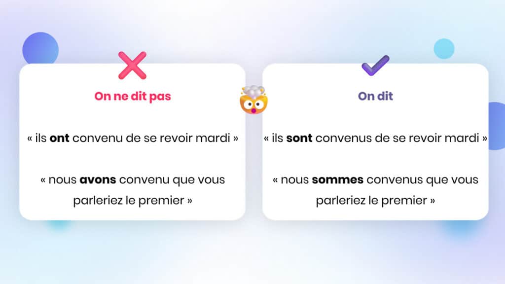 avoir convenu ou être convenu